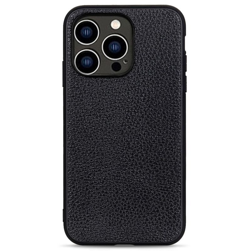 Deksel Til iPhone 14 Pro Ekte Litchi-skinn