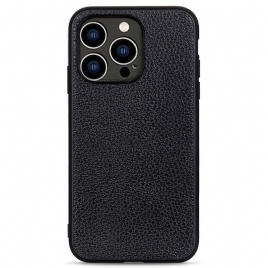 Deksel Til iPhone 14 Pro Ekte Litchi-skinn