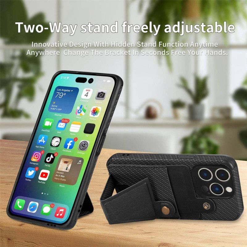 Deksel Til iPhone 14 Pro Karbonfiberkortholderstøtte