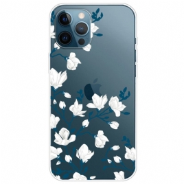 Deksel Til iPhone 14 Pro Transparente Hvite Blomster