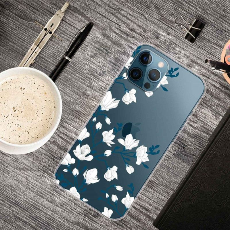 Deksel Til iPhone 14 Pro Transparente Hvite Blomster