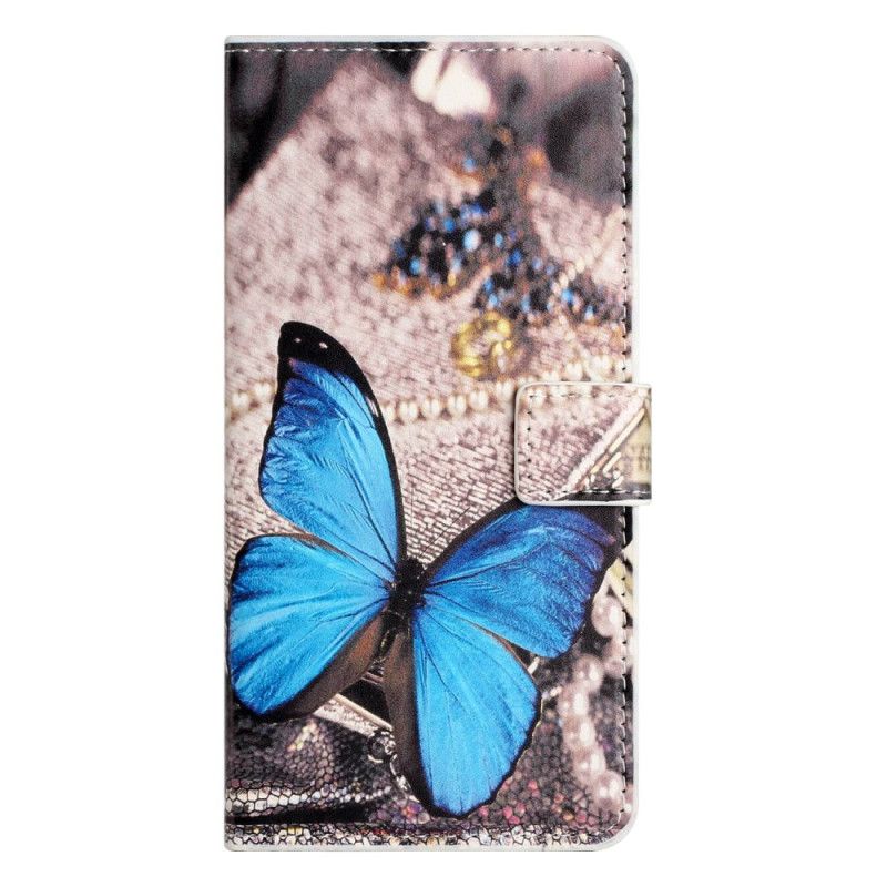 Lærdeksel Til iPhone 14 Pro Blå Sommerfugl