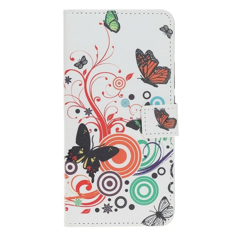Folio Deksel Til Huawei Nova 5T / Honor 20 Sommerfugler Og Blomster