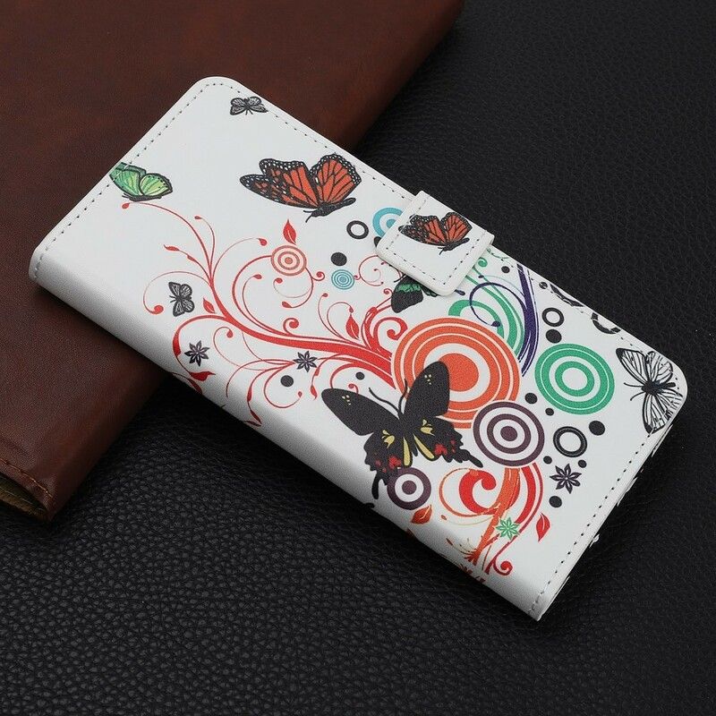 Folio Deksel Til Huawei Nova 5T / Honor 20 Sommerfugler Og Blomster