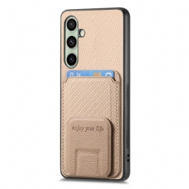 Deksel Samsung Galaxy S25 5g Kortholder Og Stativ I Karbonfiber Beskyttelse Deksel