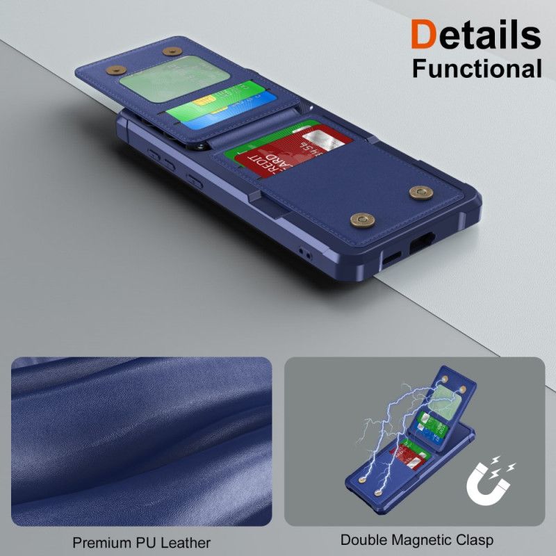 Deksel Samsung Galaxy S25 5g Kortholder Og Stativ Med Metallisk Effekt