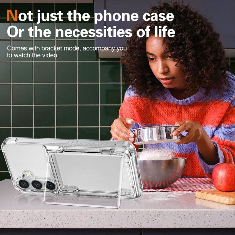 Deksel Samsung Galaxy S25 5g Mobildeksel Gjennomsiktig Med Innebygd Kortholder