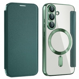 Folio Deksel Samsung Galaxy S25 5g Læreffekt Kompatibel Med Magsafe Og Rfid-blokkering Beskyttelse Deksel