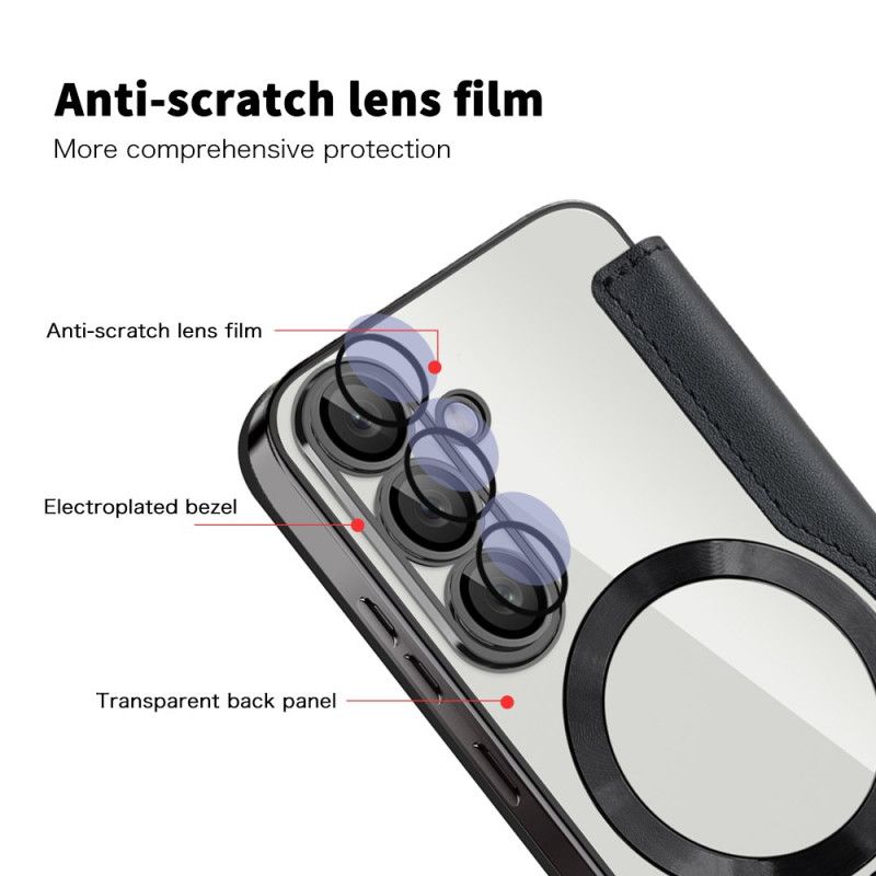 Folio Deksel Samsung Galaxy S25 5g Læreffekt Kompatibel Med Magsafe Og Rfid-blokkering Beskyttelse Deksel