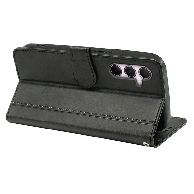 Folio Deksel Samsung Galaxy S25 5g Semsket Skinn Effektdesign Beskyttelse Deksel