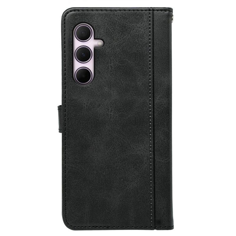 Folio Deksel Samsung Galaxy S25 5g Semsket Skinn Effektdesign Beskyttelse Deksel