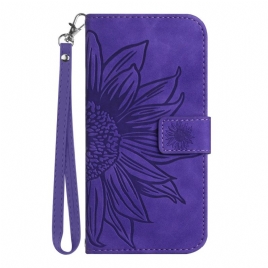 Folio Deksel Til Samsung Galaxy S25 5g Solsikkedesign Med Stropp