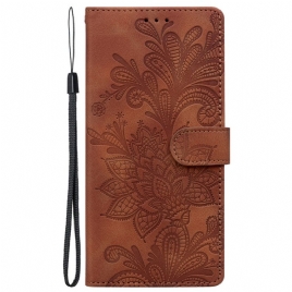 Lærdeksel Folio Deksel Samsung Galaxy S25 5g Blomstermønster Med Blonder