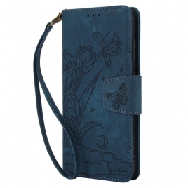 Lærdeksel Folio Deksel Samsung Galaxy S25 5g Blomstermønster Med Semsket Skinneffekt