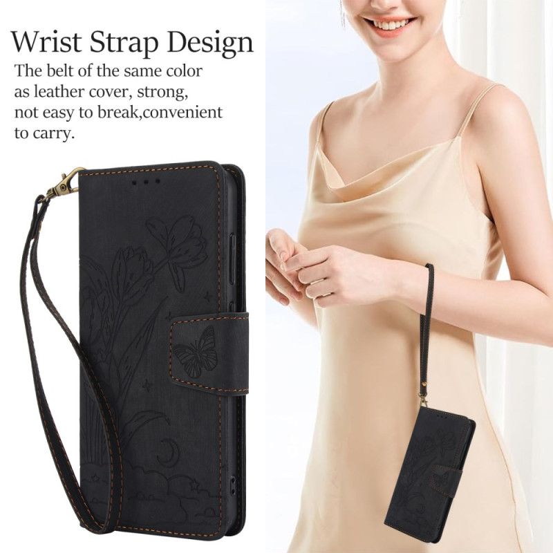 Lærdeksel Folio Deksel Samsung Galaxy S25 5g Blomstermønster Med Semsket Skinneffekt