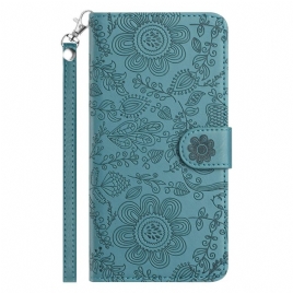 Lærdeksel Folio Deksel Samsung Galaxy S25 5g Blomstertrykk