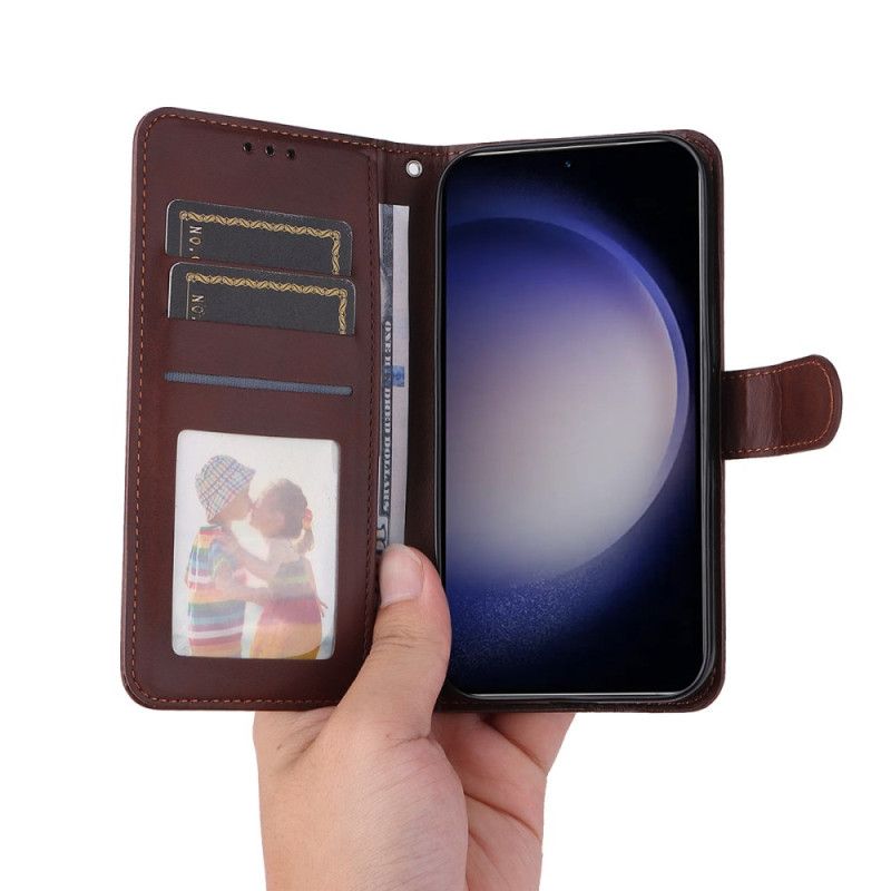 Lærdeksel Folio Deksel Samsung Galaxy S25 5g Mobildeksel Enkay Kunstskinn Med Skjermbeskytter I Herdet Glass