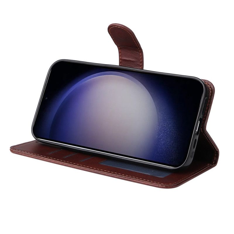 Lærdeksel Folio Deksel Samsung Galaxy S25 5g Mobildeksel Enkay Kunstskinn Med Skjermbeskytter I Herdet Glass