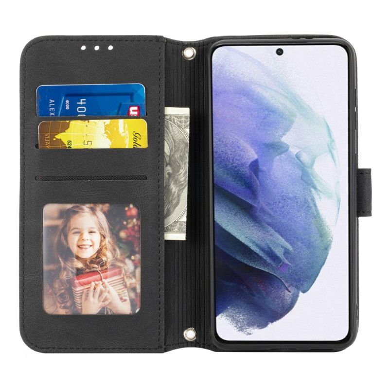 Lærdeksel Folio Deksel Samsung Galaxy S25 5g Mobildeksel Kanter Og Snor