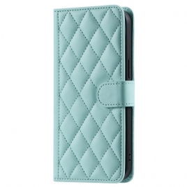 Lærdeksel Folio Deksel Samsung Galaxy S25 5g Mobildeksel Quiltet Design Pluss