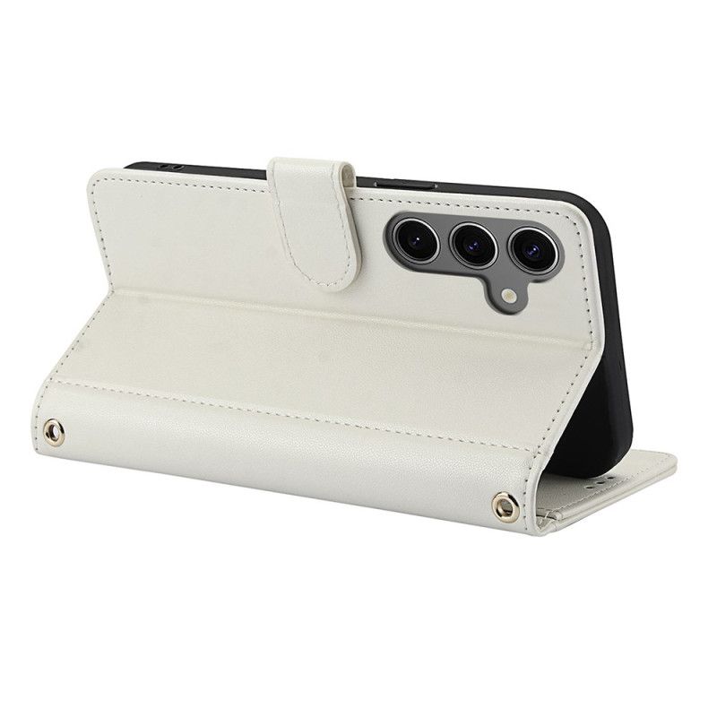 Lærdeksel Folio Deksel Samsung Galaxy S25 5g Mobildeksel Snor