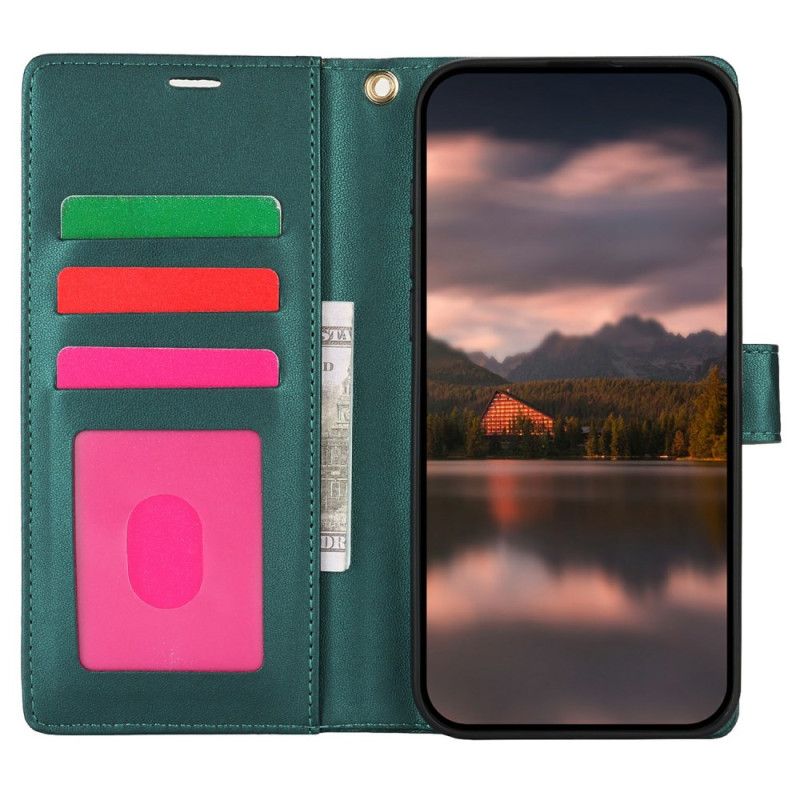 Lærdeksel Folio Deksel Samsung Galaxy S25 5g Mobildeksel Snor I Blomstertrykk