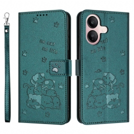 Folio Deksel Vivo V60 Lite Kattemønsterrem Beskyttelse Deksel