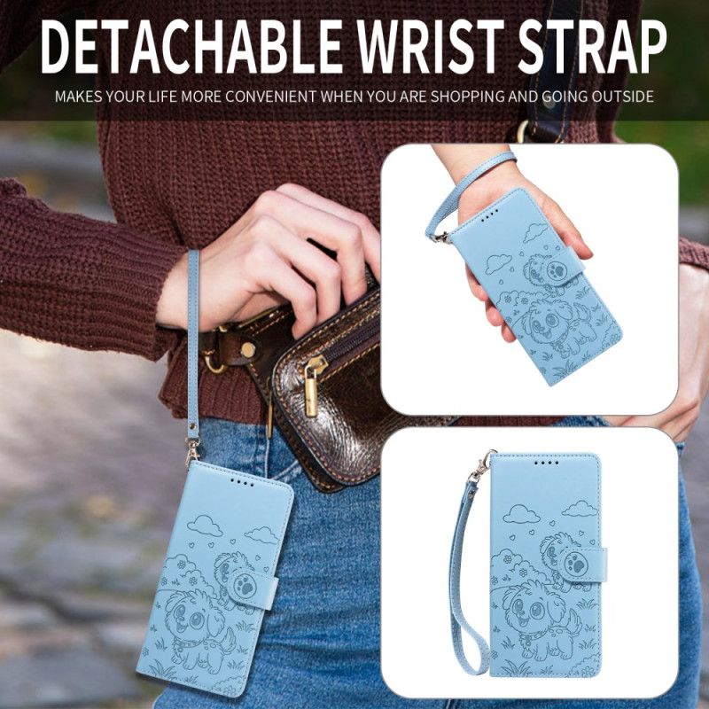 Folio Deksel Vivo V60 Lite Rfid-beskyttelse Og Hundemønster