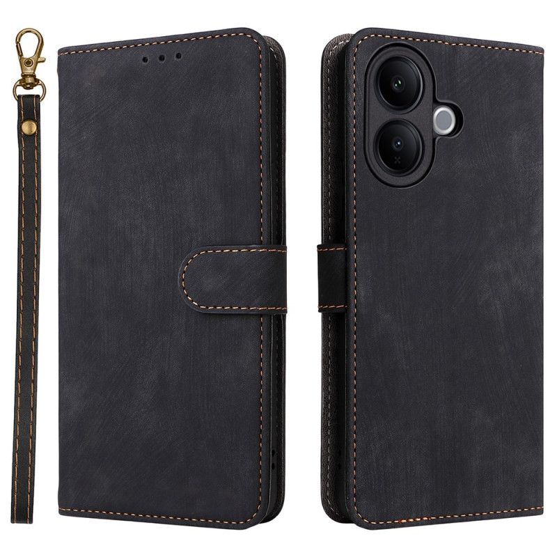 Folio Deksel Vivo V60 Lite Semsket Skinneffekt Med Stropper