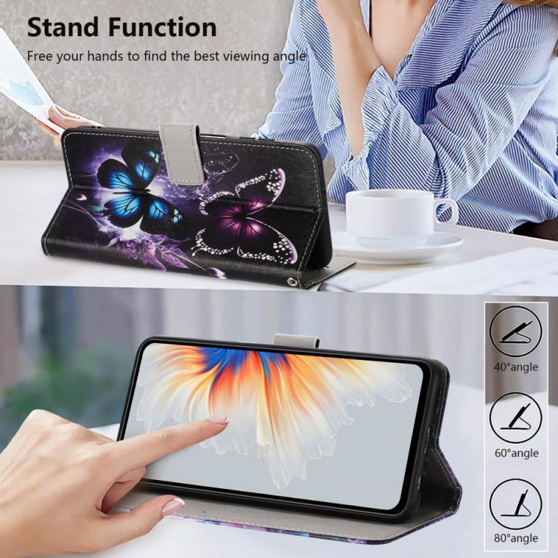 Lærdeksel Folio Deksel Vivo V60 Lite Mobildeksel To Sommerfugler