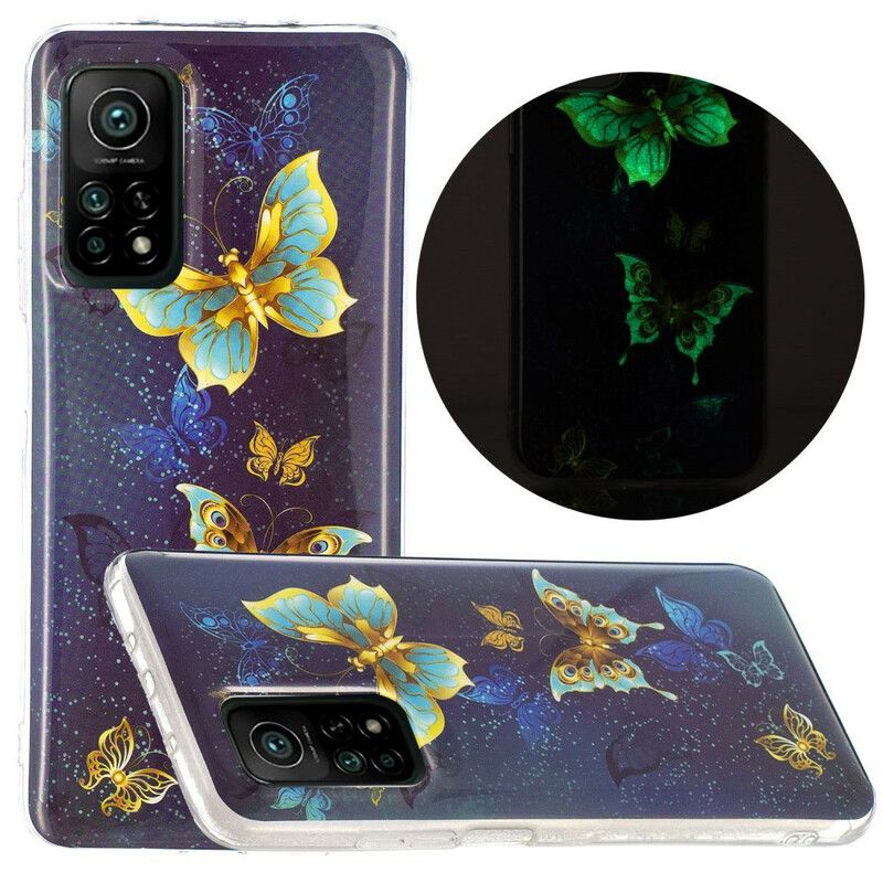 Deksel Til Xiaomi Mi 10T / 10T Pro Fluorescerende Sommerfuglserie
