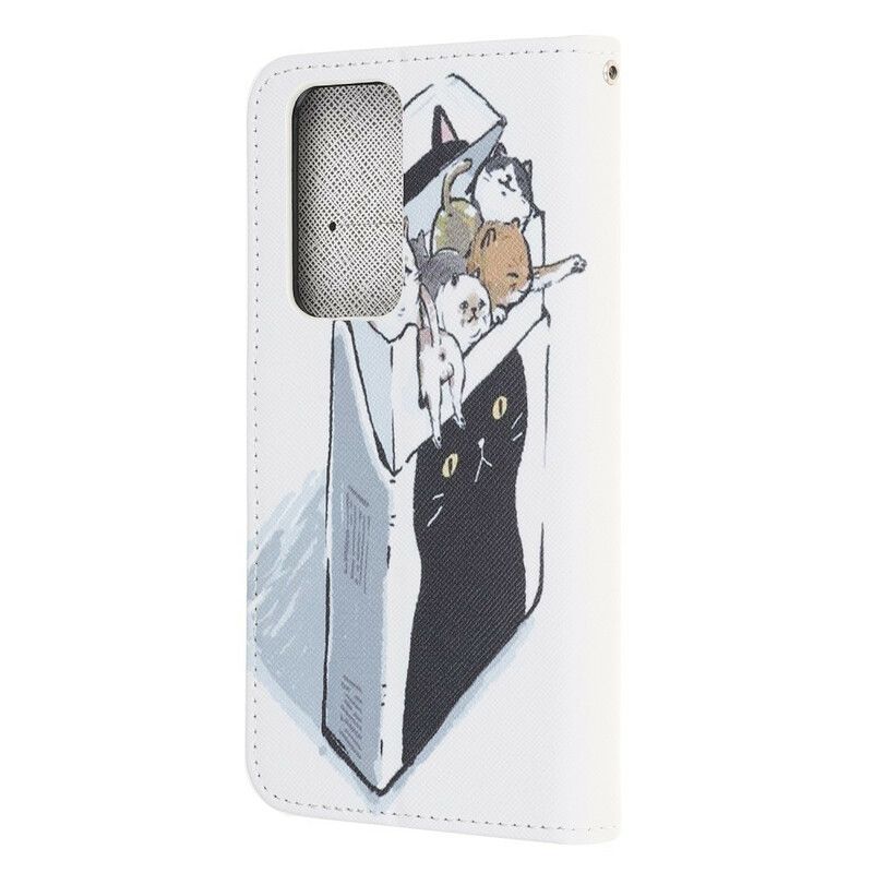 Folio Deksel Til Xiaomi Mi 10T / 10T Pro Med Kjede Thong Cat Levering