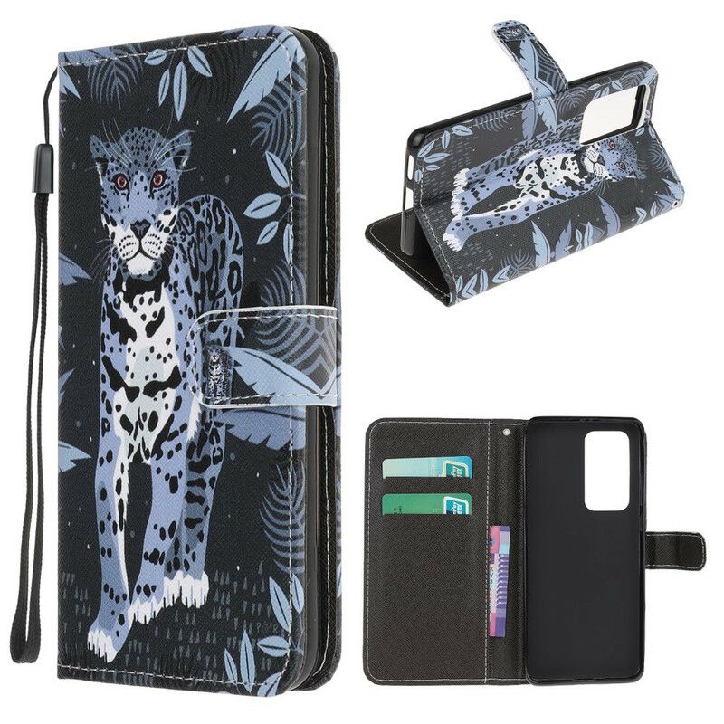 Folio Deksel Til Xiaomi Mi 10T / 10T Pro Med Kjede Thong Leopard