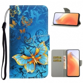 Folio Deksel Til Xiaomi Mi 10T / 10T Pro Med Kjede Variasjoner Av Sommerfuglrem