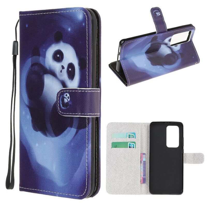 Lærdeksel Til Xiaomi Mi 10T / 10T Pro Med Kjede Thong Space Panda