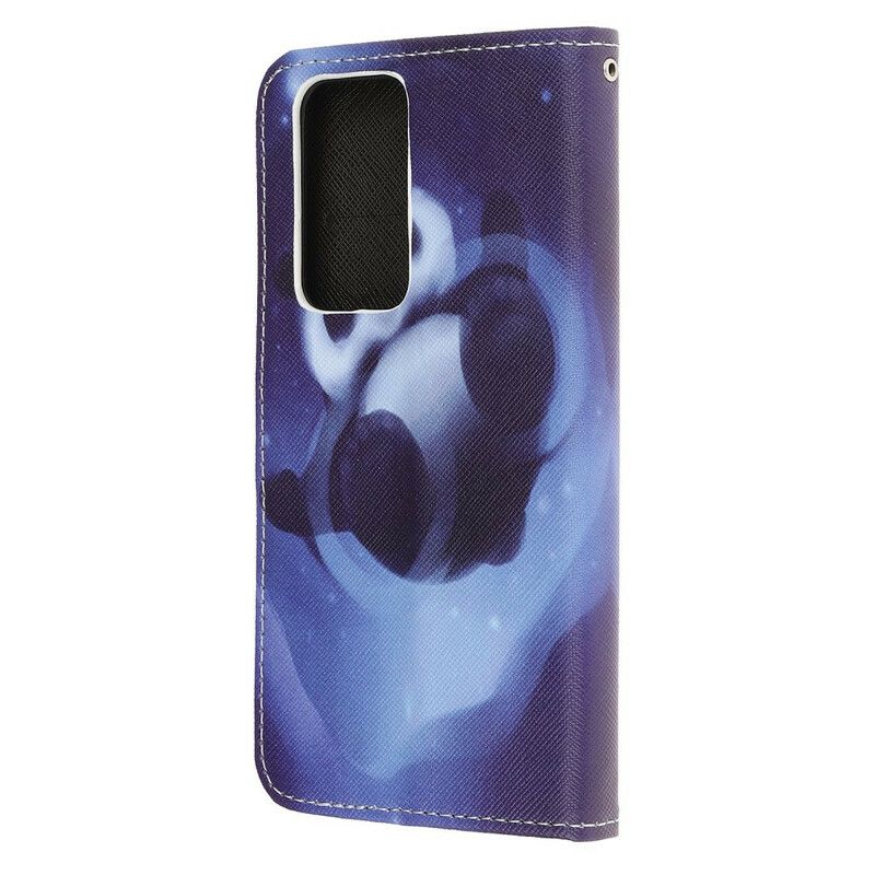 Lærdeksel Til Xiaomi Mi 10T / 10T Pro Med Kjede Thong Space Panda