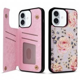 Deksel iPhone 16 Plus Mobildeksel Floral Rfid-beskyttelse