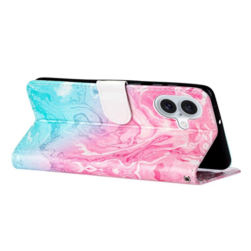 Folio Deksel iPhone 16 Plus Rosa Grønn Marmor