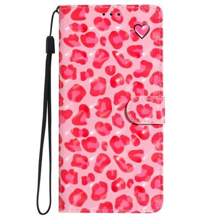 Folio Deksel iPhone 16 Plus Rosa Leopardtrykk Med Stropp Beskyttelse Deksel