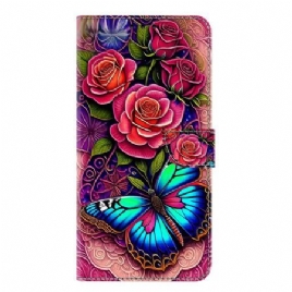 Folio Deksel Samsung Galaxy S25 Plus 5g Blåaktig Sommerfugl Beskyttelse Deksel