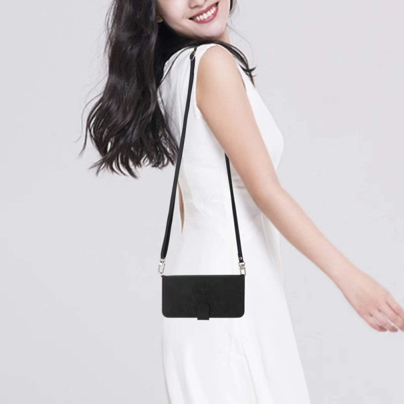 Folio Deksel Samsung Galaxy S25 Plus 5g Blomstermønster Og Stropper