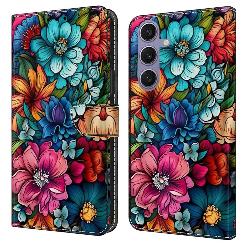 Folio Deksel Samsung Galaxy S25 Plus 5g Fargerike Blomster Beskyttelse Deksel