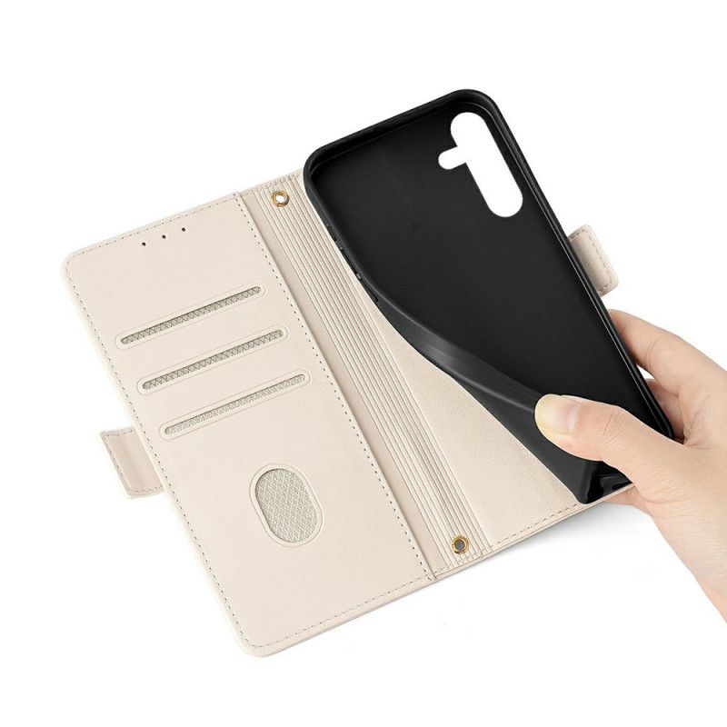 Folio Deksel Samsung Galaxy S25 Plus 5g Gulllås Med Stropp Beskyttelse Deksel