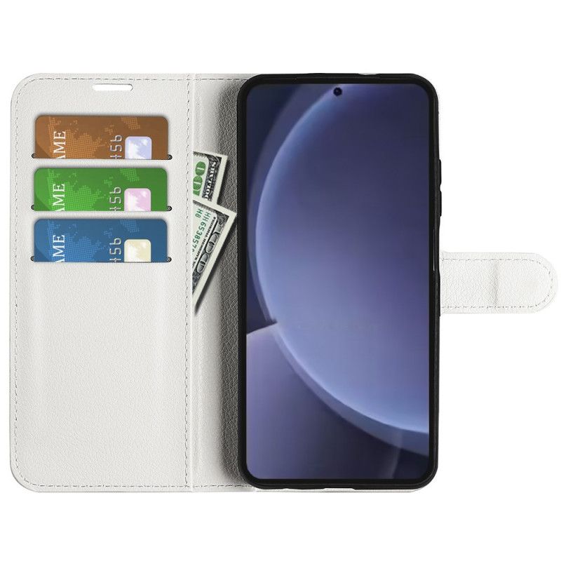 Folio Deksel Samsung Galaxy S25 Plus 5g Klassisk Litchi-imitasjonsskinn