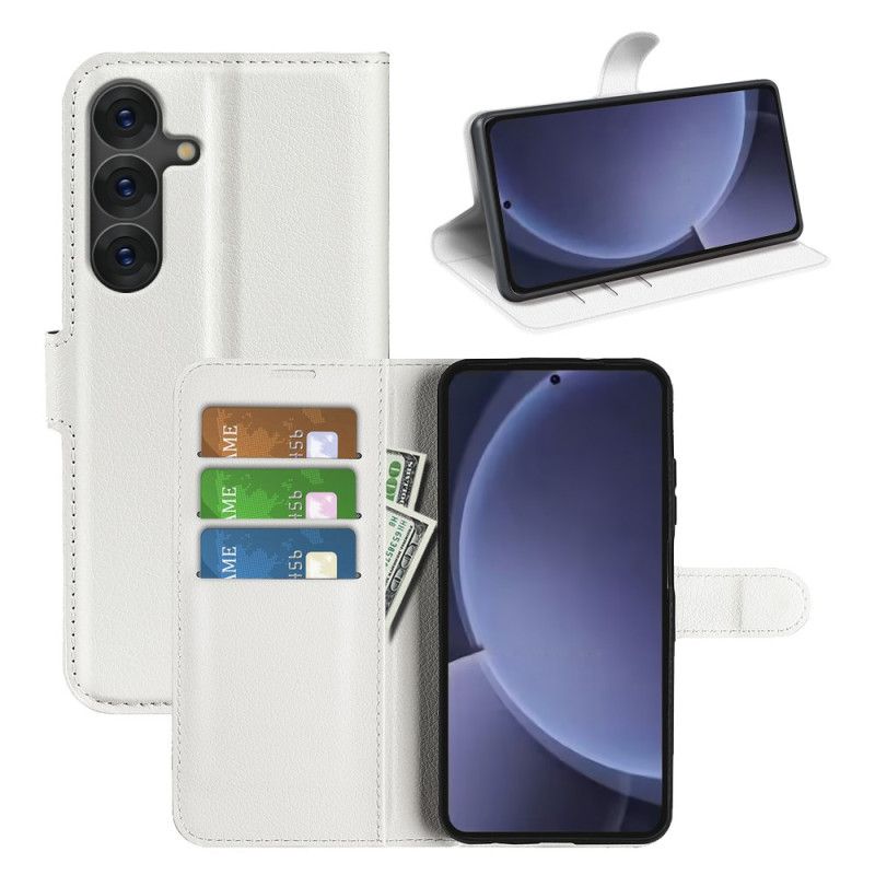 Folio Deksel Samsung Galaxy S25 Plus 5g Klassisk Litchi-imitasjonsskinn