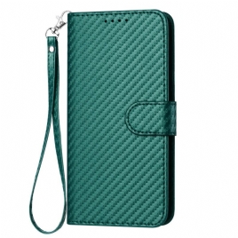 Folio Deksel Til Samsung Galaxy S25 Plus 5g Karbonfiber Med Stropp