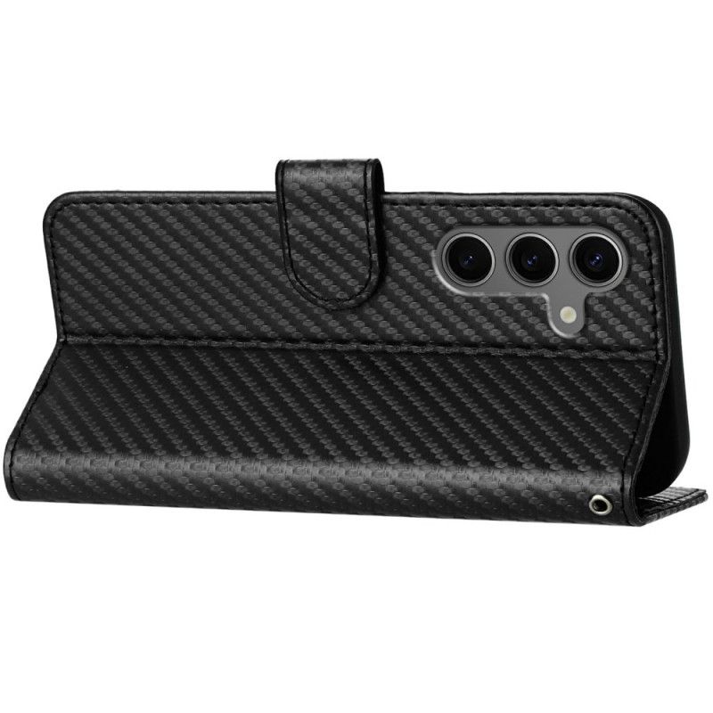 Folio Deksel Til Samsung Galaxy S25 Plus 5g Karbonfiber Med Stropp
