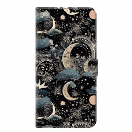 Lærdeksel Folio Deksel Samsung Galaxy S25 Plus 5g Månemønster