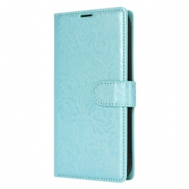 Lærdeksel Folio Deksel Samsung Galaxy S25 Plus 5g Mobildeksel Blomstertrykk Med Stropp