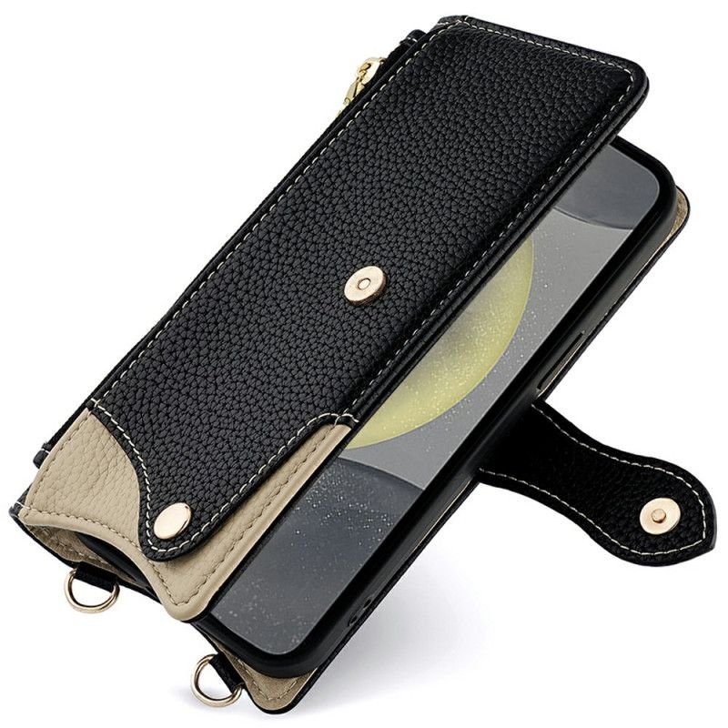 Lærdeksel Folio Deksel Samsung Galaxy S25 Plus 5g Mobildeksel Lommebok Med Kjede